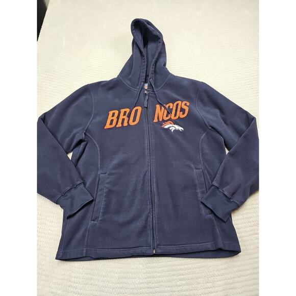 NFL Other - NFL Broncos Sweatshirt Mens Large Blue Fleece Hooded Full Zip Denver Broncos